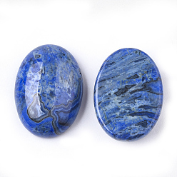 Bleu Cabochons naturels à jaspe ondulé, teints et chauffée, ovale, bleu, 25x17.5~18x7mm