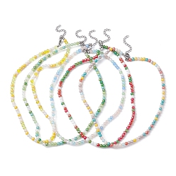 Couleur Mélangete Collier de perles rondes en perles d'imitation de verre, couleur mixte, 15.55 pouce (39.5 cm)