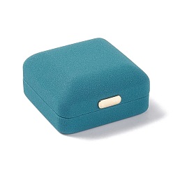 Dark Cyan PU Leather Necklaces Gift Boxes, with Iron Crown, Square, Dark Cyan, 6.8x6.4x3.4cm, Inner Diameter: 5.7x5.6cm
