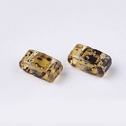 Verge D'or 2 - Perles de rocaille en verre transparent, , rectangle, verge d'or, 4.5~5.5x2x2~2.5mm, Trou: 0.5~0.8mm