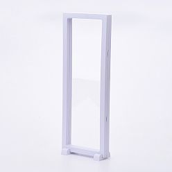 Blanco Soportes de plástico, con membrana transparente, 3 d soporte de pantalla de marco flotante, para exhibición de joyas de pulsera / collar, Rectángulo, blanco, 30x11x2 cm
