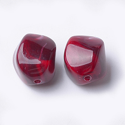 Rouge Foncé Perles acryliques, style de pierres fines imitation, nuggets, rouge foncé, 15.5x12x12mm, trou: 1.8 mm, environ 310 pcs / 500 g