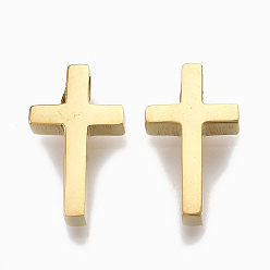 Golden 304 Stainless Steel Tiny Cross Charms, Golden, 12x7x3mm, Hole: 1.8mm