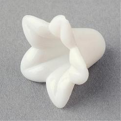 Белый Непрозрачные акриловые бусины, труба цветок бисер, цветок, белые, 17x17x12 мм, Отверстие : 1.5 мм , около 775 шт / 500 г
