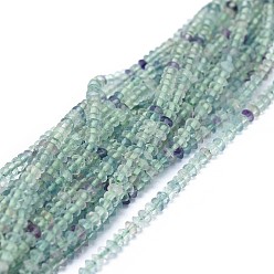 Флюорит Природного флюорита бисер нитей, граненые, рондель, 2.5~3.5x1.5 мм, Отверстие : 0.6 мм, около 90 шт / нитка, 15.35 (39 см)