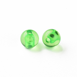 Césped Verde Abalorios de acrílico transparentes, rondo, verde césped, 8x7 mm, agujero: 2 mm, Sobre 1745 unidades / 500 g