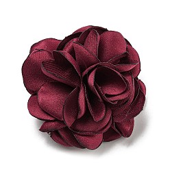 Dark Red Fabric Rose Flower Brooch for Women, with Iron Pin & Alligator Clip, Dark Red, 53~55x53~55x34~37mm