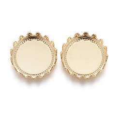 Golden 304 Stainless Steel Cabochon Settings, Lace Edge Bezel Cups, Flat Round, Golden, Tray: 12mm, 13x3.5mm