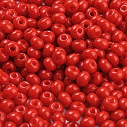 Roja Cuentas de semillas de vidrio de jade de imitación, lustre, pintura para hornear, rondo, rojo, 5.5x3.5 mm, agujero: 1.5 mm