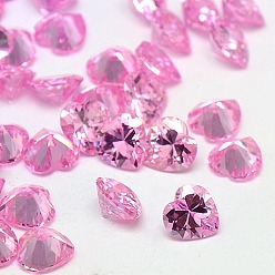 Pearl Pink Cubic Zirconia Pointed Back Cabochons, Grade A, Faceted, Heart, Pearl Pink, 5x5x3mm