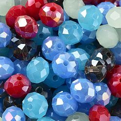 Light Steel Blue Glass Beads, Faceted, Rondelle, Light Steel Blue, 10x8mm, Hole: 1mm, about 67pcs/60g