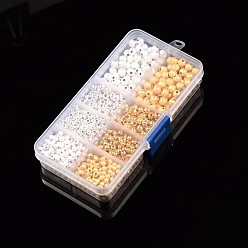 Couleur Mélangete Perles texturées en laiton et perles de fer, ronde, couleur mixte, 4~6mm, trou: 1 mm, environ 990 / boîte