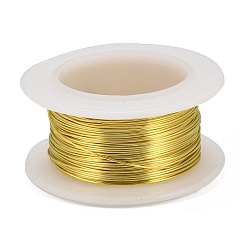 Light Gold Round Copper Jewelry Wire, Lead Free & Cadmium Free & Nickel Free, Long-Lasting Plated, with Spool, Light Gold, 28 Gauge, 0.3mm, about 32.8 Feet(10m)/roll
