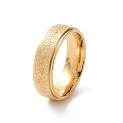 Golden Textured 201 Stainless Steel Flat Finger Ring for Women, Golden, Inner Diameter: 17mm