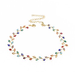 Coloré Perles en verre de colliers, avec des pinces à homard en laiton et des chaînes torsadées en fer, or, colorées, 12.7 pouce (32.5 cm), 11mm