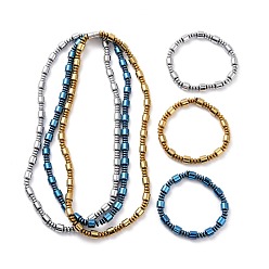 Couleur Mélangete Bracelet de collier de perles de colonne en hématite synthétique et laiton avec fermoirs magnétiques, ensemble de bijoux en pierres précieuses pour hommes femmes, couleur mixte, 20.55 pouce (52.2 cm), 2 1/2 pouces (65 mm)