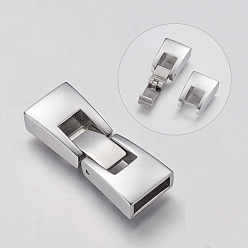 Stainless Steel Color 304 Stainless Steel Snap Lock Clasps, Smooth Surface, Stainless Steel Color, 26x10x5mm, Hole: 2.5x8mm