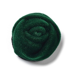 Vert Foncé Cabochons en tissu velours, fleur rose, vert foncé, 23~24x16mm