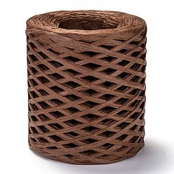 Saddle Brown Raffia Ribbon, Packing Paper String, for Gift Wrapping, Party Decor, Craft Weaving, Saddle Brown, 3~4mm, about 200m/roll