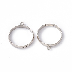 Platinum Brass Loop Ring Bases, Adjustable, Lead Free, Cadmium Free and Nickel Free, Platinum Color, Size: about 19mm in diameter, 17mm inner diameter, 1mm thick, Loop: about 2mm