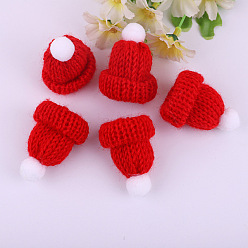 Roja Gorro de lana de muñeca de poliéster, para accesorios decorar muñeca, rojo, 60x43x12.5 mm