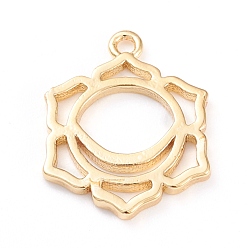 Real 18K Gold Plated Brass Pendants, Chakra, Svadhisthana, Long-Lasting Plated, Hollow, Flower, Real 18K Gold Plated, 16x12.5x1mm, Hole: 1.2mm