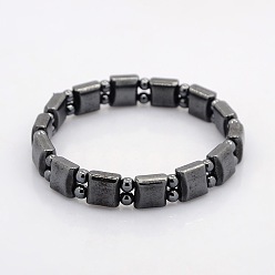 Magnetic Hematite Synthetic Magnetic Hematite Square and Round Beads Stretch Bracelets for Valentine's Day Gift, 55mm