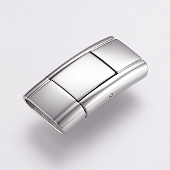 Stainless Steel Color 304 Stainless Steel Bayonet Clasps, Rectangle, Stainless Steel Color, 24x12.5x5.5mm, Hole: 3x11mm