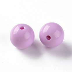 Violet Perles acryliques opaques, ronde, violette, 16x15mm, Trou: 2.8mm, environ220 pcs / 500 g