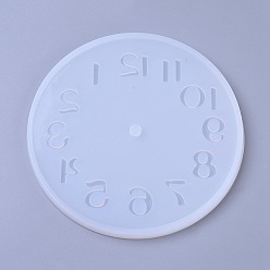 Blanc Moules en silicone, moules de résine, pour la résine UV, fabrication de bijoux en résine époxy, rond et plat avec horloge, blanc, 150.5x9mm