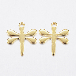 Golden 304 Stainless Steel Charms,  Dragonfly, Golden, 12x10.5x0.8mm, Hole: 1mm