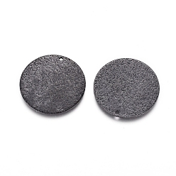 Electrophoresis Black 304 Stainless Steel Textured Pendants, Flat Round, Electrophoresis Black, 20x1mm, Hole: 1mm