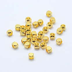 Oro Cubo de latón granos del espaciador, dorado, 4x4x4 mm, agujero: 3 mm