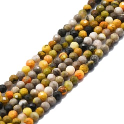 Bumblebee Jasper Natural Bumblebee Jasper Beads Strands, Faceted, Round, 4mm, Hole: 0.8mm, about 108pcs/strand, 15.16''~15.55''(38.5~39.5cm)