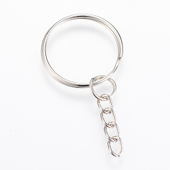 Platinum Iron Split Key Rings, Keychain Clasp Findings, Platinum, 46mm