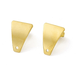 Golden 304 Stainless Steel Stud Earring Findings, with Hole, Curved Trapezoid, Golden, 16x12x1mm, Hole: 1.4mm, Pin: 0.8mm