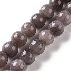 Gris Brins de perles de jade mashan naturelles , teint, ronde, grises , 4mm, Trou: 0.7mm, Environ 96 pcs/chapelet, 15.5 pouce