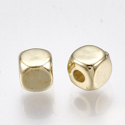 Light Gold Cuentas espaciadoras de plástico ccb, cubo, la luz de oro, 3.5x3.5x3.5 mm, agujero: 1.4 mm