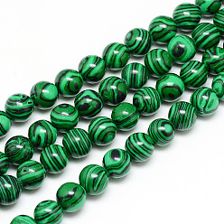 Malachite Synthetic Malachite Beads Strands, Round, 6mm, Hole: 1mm, about 67pcs/strand, 14.96 inch