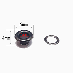Gunmetal Iron Grommet Eyelet Findings, with Washers, for Bag Repair Replacement Pack, Gunmetal, 0.4x0.6cm, Inner Diameter: 0.3cm