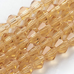 Sandy Brown Imitation Austrian Crystal 5301 Bicone Beads, Faceted Glass Beads Strands, Sandy Brown, 3x3~3.5mm, Hole: 0.5mm, about 125~130pcs/strand, 15.5 inch