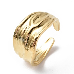 Настоящее золото 18K Ионное покрытие (ip) 304 открытая манжета из нержавеющей стали для женщин, реальный 18 k позолоченный, внутренний диаметр: 16 мм