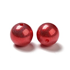 Rouge Perles de nacre en plastique ABS, ronde, rouge, 15~16x15mm, Trou: 2mm