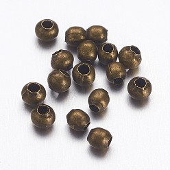Antique Bronze Tibetan Style Brass Spacer Beads, Seamless, Round, Antique Bronze, 2.4mm