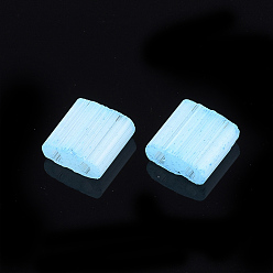 Светло-Голубой 2-дырочные стекло бисер, имитации кошачьего глаза , прямоугольные, Небесно-голубой, 5x4.5~5.5x2~2.5 мм, отверстие : 0.5~0.8 мм