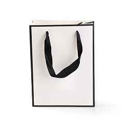 Blanco Bolsas de papel rectangulares, con asas, para bolsas de regalo y bolsas de compras, blanco, 20x15x0.6 cm