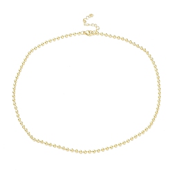 Chapado en Oro Real 18K Collares de cadena de bolas de latón chapado en estante para mujer, larga duración plateado, sin plomo y el cadmio, real 18 k chapado en oro, 16.54 pulgada (42 cm), grano: 3 mm