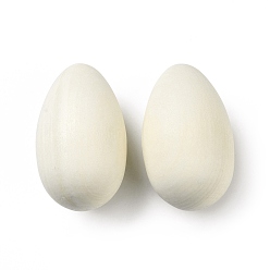 Floral White Unfinished Chinese Cherry Wooden Simulated Egg Display Decorations, for Easter Egg Painting Craft, Floral White, 55.5x34mm