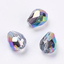 Colorful Imitation Austrian Crystal Beads, Grade AAA, Faceted, Drop, Colorful, 6x8mm, Hole: 0.7~0.9mm