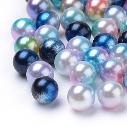 Mixed Color Rainbow Acrylic Imitation Pearl Beads, Gradient Mermaid Pearl Beads, No Hole, Round, Mixed Color, 8mm, about 2000pcs/500g